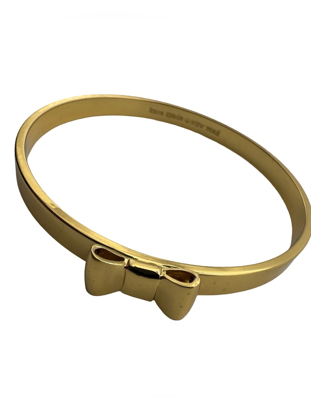 Kate Spade New York Gold‎ Tone Love Notes Bow Hinged Bangle Bracelet